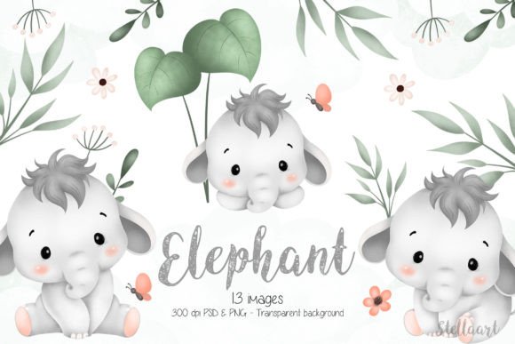 Download Elephant and Tropical Leaves Clipart - Premium Resources