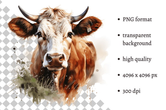 Download Watercolor Cow PNG Illustration - Premium Resources