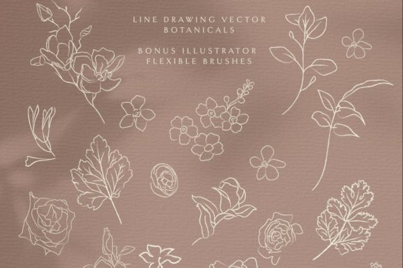 Download Line Drawing Botanicals, Plants. Wreath. - Botanical Collection