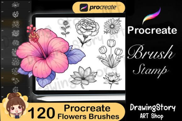 Download 120 Floral Procreate Stamps: Botanical - Botanical Collection