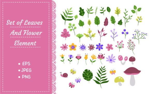 Download Set of Leaves and Flowers Design Element - Leaves Collection
