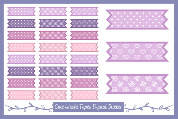 Download Printable Washi Tape Digital Stickers - Digital sticker Collection