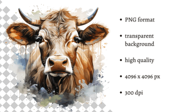 Download Watercolor Cow PNG Illustration - Premium Resources